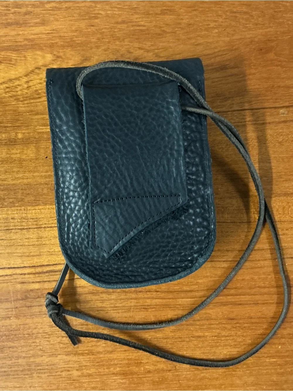 Nativearth Black Handmade Leather Cell Phone Button Belt Pouch